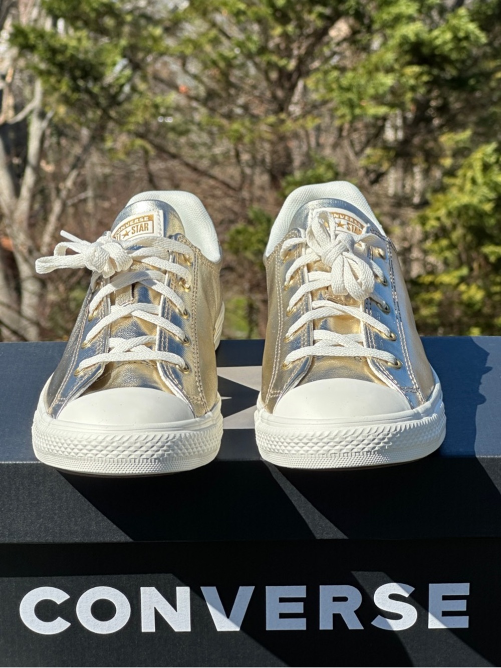 Converse CTAS Ox Metallic Gold Casual Everyday Sneaker Womens 7 | 7.5 | 9.5 NEW - Picture 3 of 10